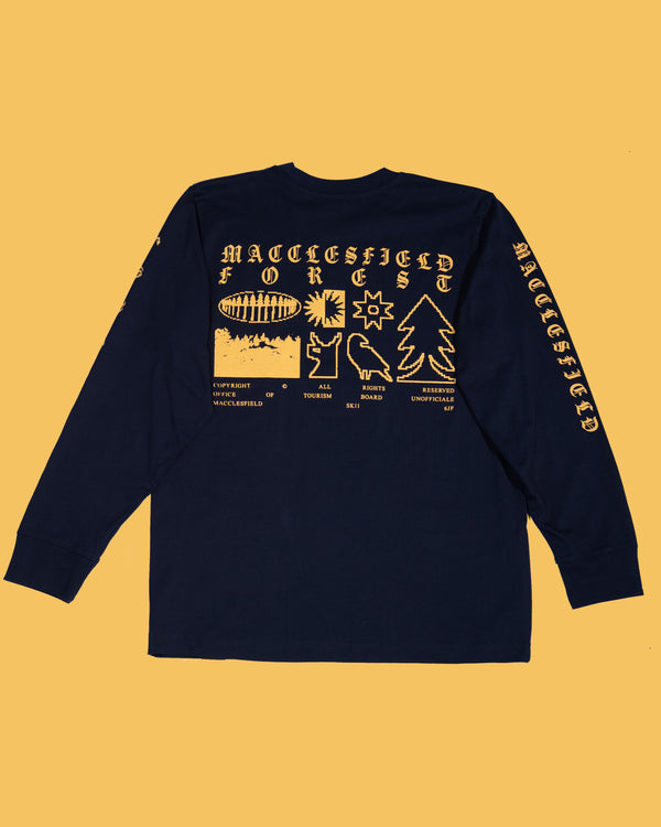 macclesfield forest long sleeve navy blue tee
