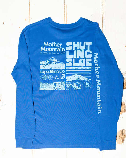 cheshire matterhorn, mother mountain expedition company base layer long sleeve tee blue