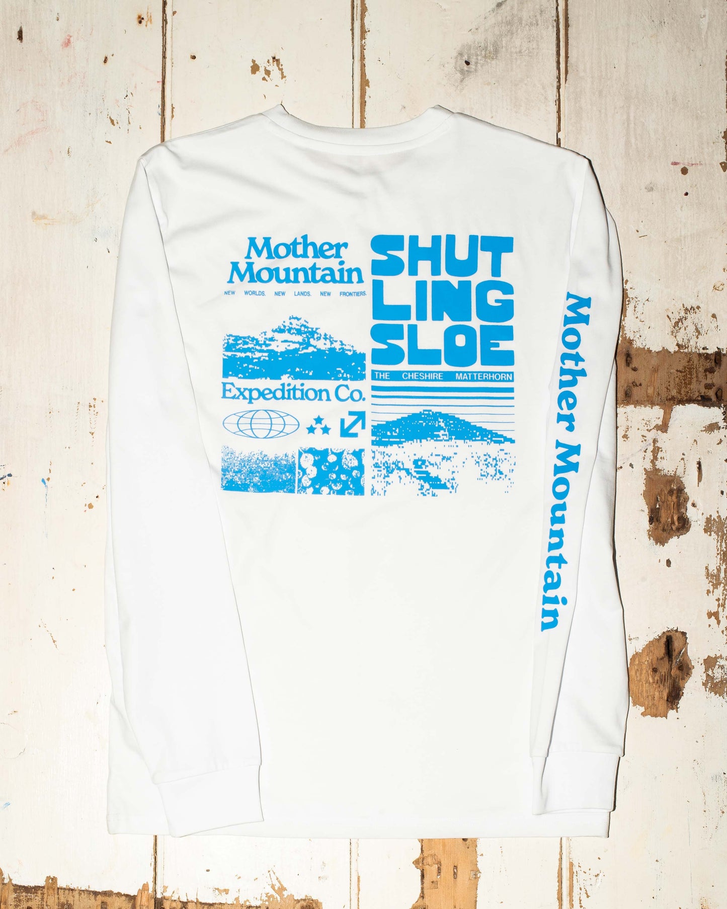 cheshire matterhorn, mother mountain expedition company base layer long sleeve tee white