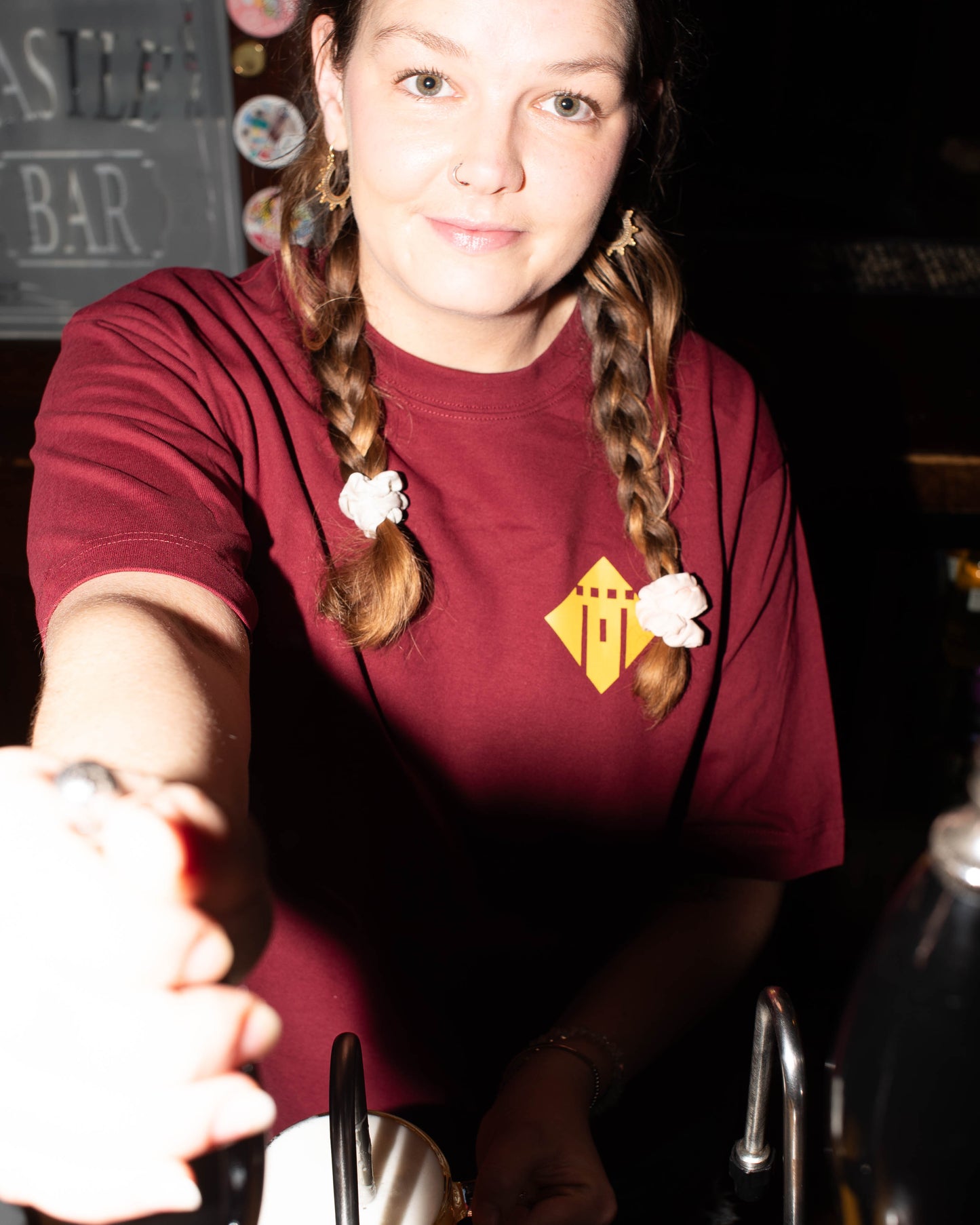 we make the bread, the castle officiale tee in burgundy