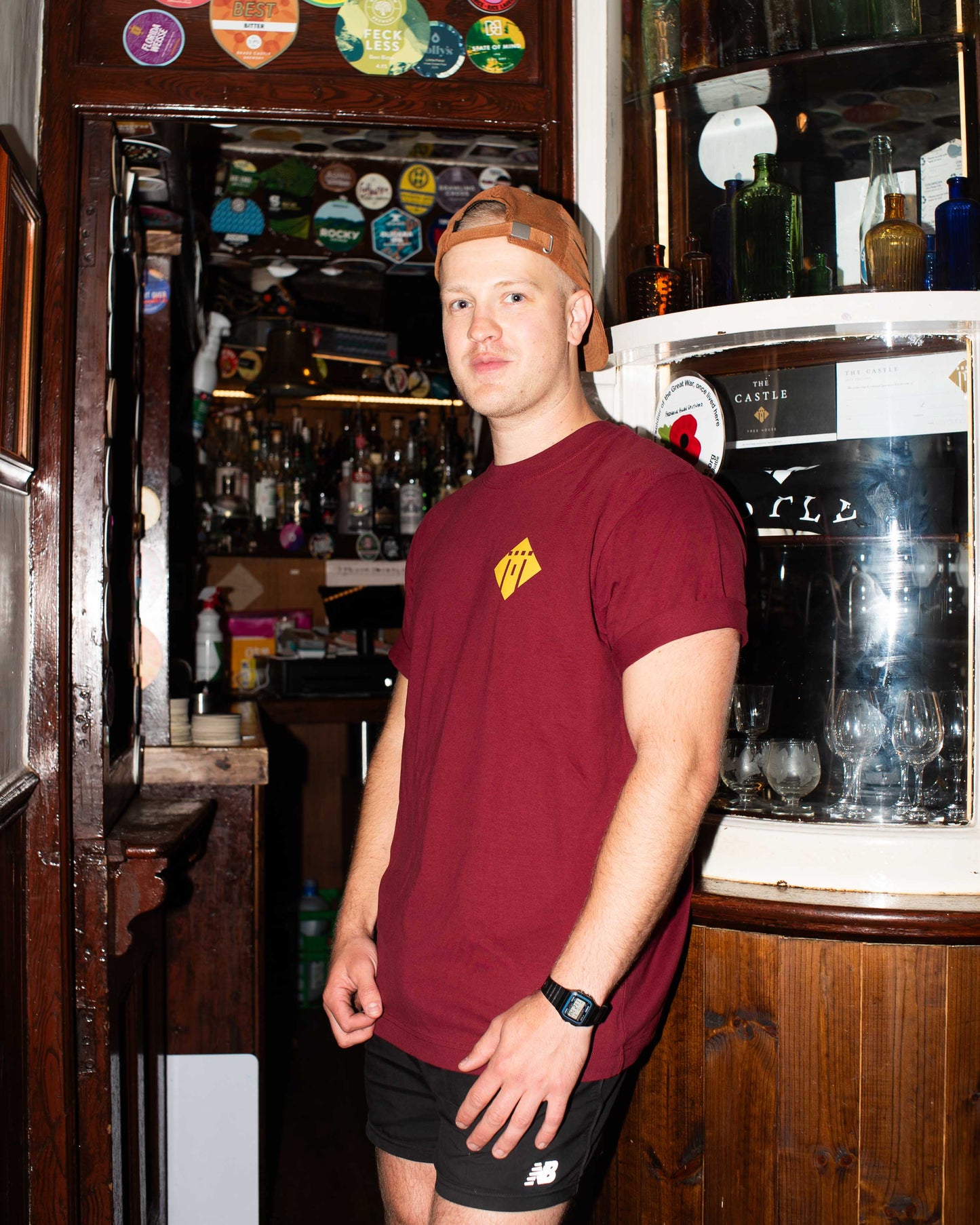 we make the bread, the castle officiale tee in burgundy