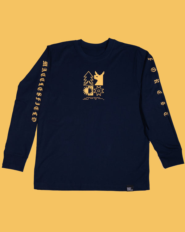 macclesfield forest long sleeve navy blue tee